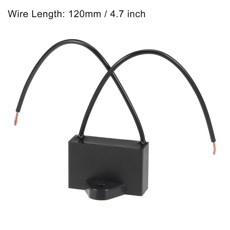 uxcell مكثف مروحة السقف CBB61 1.5uF 250V AC 2 أسلاك مكثف فيلم بولي بروبيلين معدني 37x24x13 مم لمروحة كهربائية مضخة محرك مولد 2 قطع - Image 3